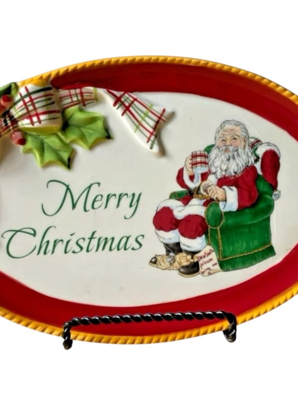 Fitz & Floyd Merry Christmas Dear Santa Appetizer Tray 9 in x 6 in